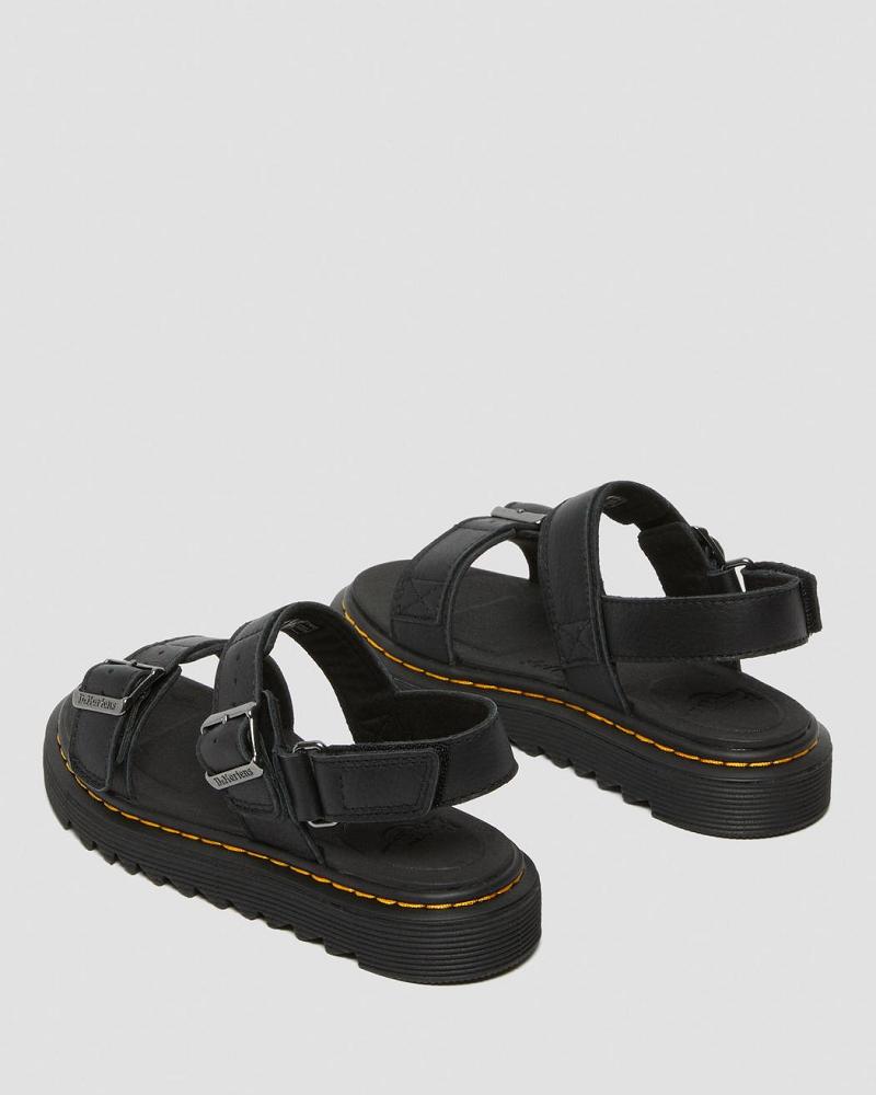 Kids' Dr Martens Junior Kyle Leather Sandals Black | AU 721ZUT